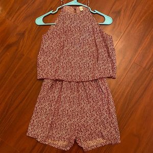 Maroon & White Romper